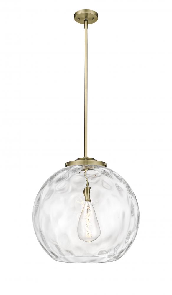Athens Water Glass - 1 Light - 18 inch - Antique Brass - Cord hung - Pendant