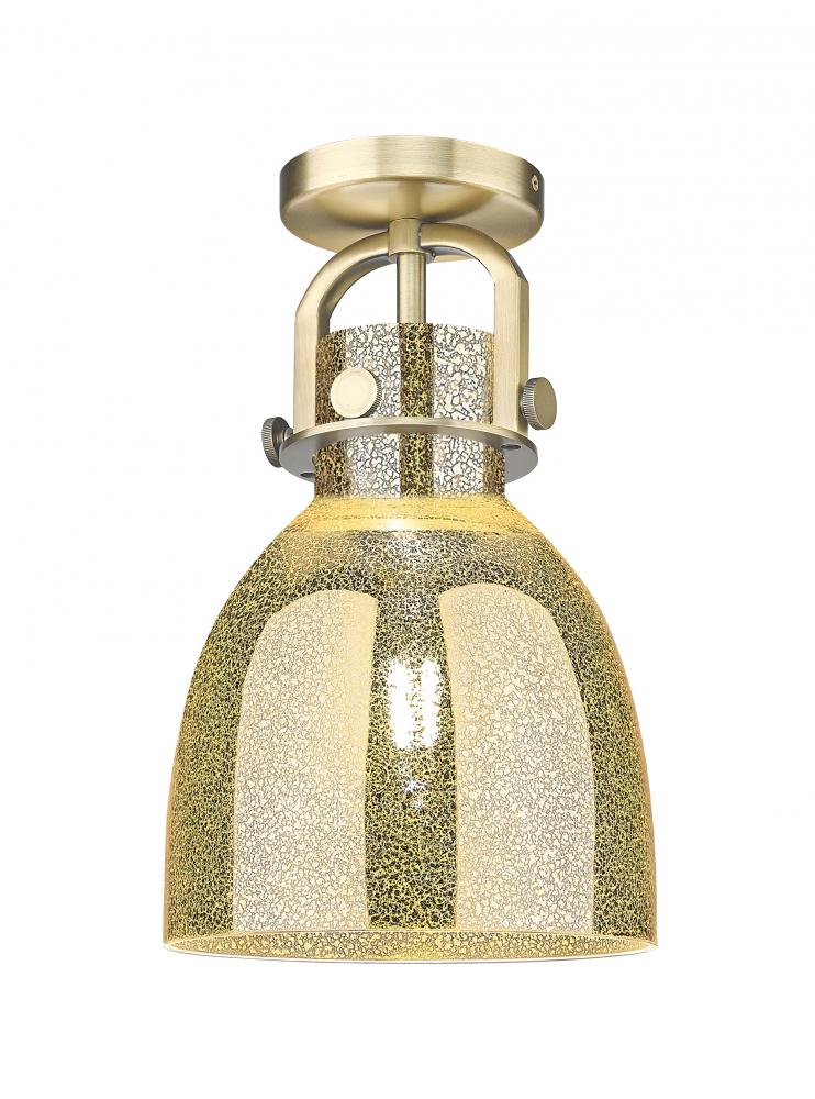 Newton Bell - 1 Light - 8 inch - Brushed Brass - Flush Mount