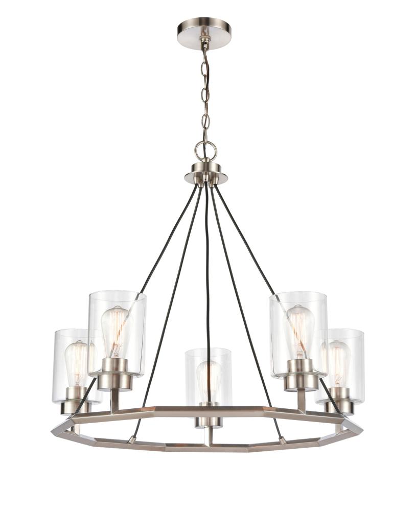 Mila - 5 Light - 29 inch - Black Satin Nickel - Chain Hung - Chandelier