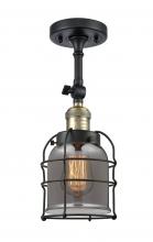 Innovations Lighting 201F-BAB-G53-CE-LED - Bell Cage - 1 Light - 6 inch - Black Antique Brass - Semi-Flush Mount