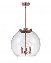 Innovations Lighting 221-3S-AC-G122-16-LED - Athens - 3 Light - 16 inch - Antique Copper - Cord hung - Pendant
