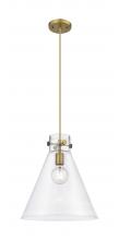 Innovations Lighting 410-1PL-BB-G411-14CL - Newton Cone - 1 Light - 14 inch - Brushed Brass - Cord hung - Pendant
