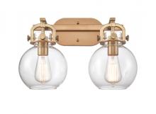 Innovations Lighting 410-2W-BB-G410-7CL - Newton Sphere - 2 Light - 17 inch - Brushed Brass - Bath Vanity Light