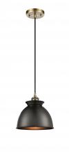 Innovations Lighting 516-1P-AB-M14-BK - Adirondack - 1 Light - 8 inch - Antique Brass - Cord hung - Mini Pendant