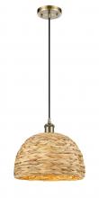 Innovations Lighting 516-1P-AB-RBD-12-NAT - Woven Rattan - 1 Light - 12 inch - Antique Brass - Multi Pendant