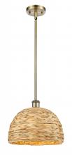 Innovations Lighting 516-1S-AB-RBD-12-NAT - Woven Rattan - 1 Light - 12 inch - Antique Brass - Multi Pendant