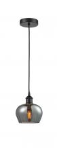 Innovations Lighting 616-1P-BK-G93-LED - Fenton - 1 Light - 7 inch - Matte Black - Cord hung - Mini Pendant