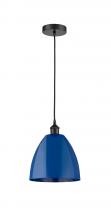Innovations Lighting 616-1P-BK-MBD-9-BL-LED - Plymouth - 1 Light - 9 inch - Matte Black - Cord hung - Mini Pendant