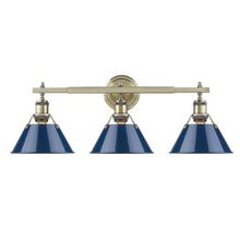 Golden 3306-BA3 AB-NVY - Orwell 3-Light Vanity Light in Aged Brass with Matte Navy