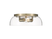 Golden 3602-14 AB-CLR - Duncan 14" Flush Mount in Aged Brass with Clear Glass