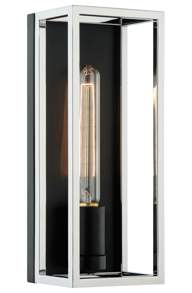 Shadowbox Black + Chrome Wall Sconce