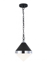 Matteo Lighting C72201CHOP - Sphericon Matte Black and Chrome Pendant