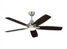 Generation Lighting 5LWDR52BSD - Lowden 52&#34; Dimmable Indoor/Outdoor Integrated LED Brushed Steel Ceiling Fan with Light Kit, Remo