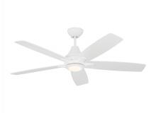 Generation Lighting 5LWDR52RZWD - Lowden 52&#34; Dimmable Indoor/Outdoor Integrated LED White Ceiling Fan with Light Kit, Remote Contr