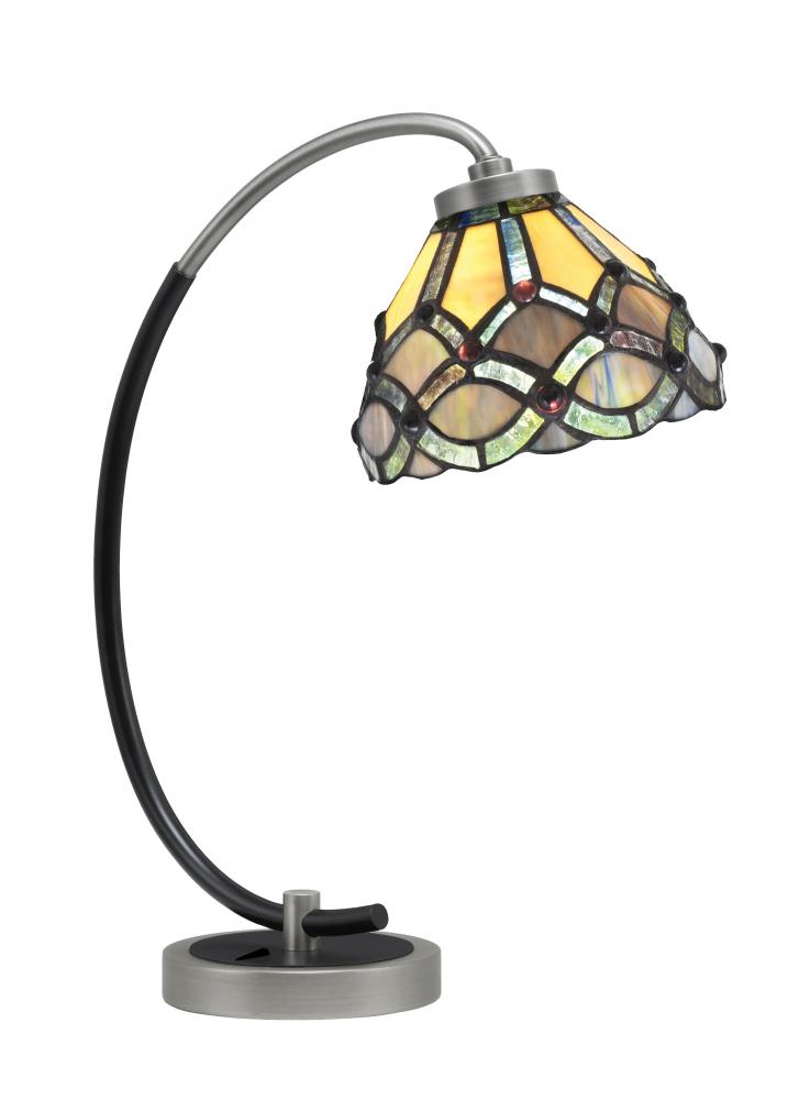 Desk Lamp, Graphite & Matte Black Finish, 7" Grand Merlot Art Glass