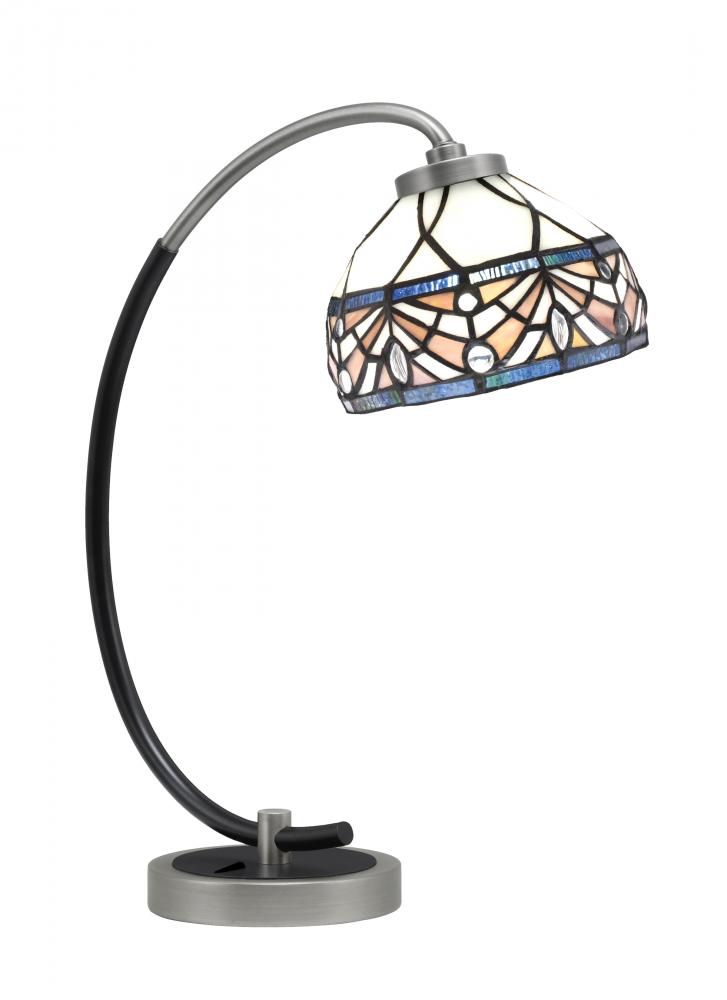 Desk Lamp, Graphite & Matte Black Finish, 7" Royal Merlot Art Glass