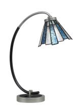 Toltec Company 57-GPMB-9325 - Desk Lamp, Graphite & Matte Black Finish, 7&#34; Sea Ice Art Glass