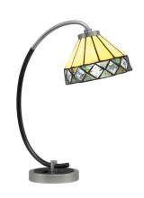 Toltec Company 57-GPMB-9405 - Desk Lamp, Graphite & Matte Black Finish, 7&#34; Diamond Peak Art Glass