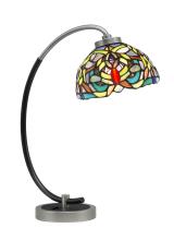 Toltec Company 57-GPMB-9905 - Desk Lamp, Graphite & Matte Black Finish, 7&#34; Kaleidoscope Art Glass