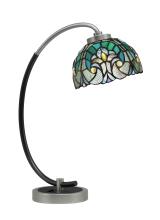 Toltec Company 57-GPMB-9925 - Desk Lamp, Graphite & Matte Black Finish, 7" Turquoise Cypress Art Glass
