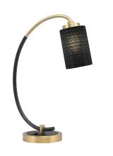 Toltec Company 57-MBNAB-4069 - Desk Lamp, Matte Black & New Age Brass Finish, 4&#34; Black Matrix Glass