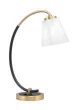 Toltec Company 57-MBNAB-460 - Desk Lamp, Matte Black & New Age Brass Finish, 4.5&#34; Square White Muslin Glass