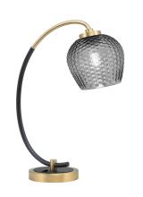 Toltec Company 57-MBNAB-4602 - Desk Lamp, Matte Black & New Age Brass Finish, 6&#34; Smoke Textured Glass
