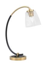 Toltec Company 57-MBNAB-461 - Desk Lamp, Matte Black & New Age Brass Finish, 4.5&#34; Square Clear Bubble Glass