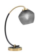 Toltec Company 57-MBNAB-4622 - Desk Lamp, Matte Black & New Age Brass Finish, 6&#34; Smoke Textured Glass