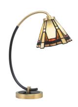 Toltec Company 57-MBNAB-9345 - Desk Lamp, Matte Black & New Age Brass Finish, 7&#34; Zion Art Glass
