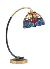 Toltec Company 57-MBNAB-9355 - Desk Lamp, Matte Black & New Age Brass Finish, 7&#34; Sierra Art Glass