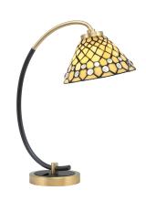 Toltec Company 57-MBNAB-9415 - Desk Lamp, Matte Black & New Age Brass Finish, 7&#34; Starlight Art Glass