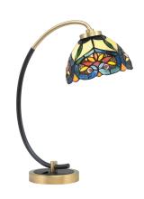 Toltec Company 57-MBNAB-9425 - Desk Lamp, Matte Black & New Age Brass Finish, 7&#34; Pavo Art Glass