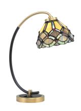 Toltec Company 57-MBNAB-9435 - Desk Lamp, Matte Black & New Age Brass Finish, 7&#34; Grand Merlot Art Glass