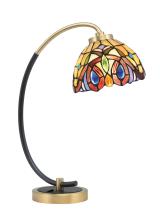 Toltec Company 57-MBNAB-9445 - Desk Lamp, Matte Black & New Age Brass Finish, 7&#34; Lynx Art Glass