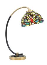 Toltec Company 57-MBNAB-9905 - Desk Lamp, Matte Black & New Age Brass Finish, 7&#34; Kaleidoscope Art Glass