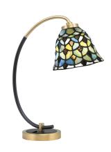 Toltec Company 57-MBNAB-9965 - Desk Lamp, Matte Black & New Age Brass Finish, 7&#34; Crescent Art Glass