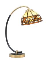 Toltec Company 57-MBNAB-9975 - Desk Lamp, Matte Black & New Age Brass Finish, 7&#34; Roman Jewel Art Glass