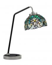 Toltec Company 59-GPMB-9925 - Desk Lamp, Graphite & Matte Black Finish, 7&#34; Turquoise Cypress Art Glass