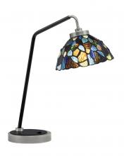 Toltec Company 59-GPMB-9955 - Desk Lamp, Graphite & Matte Black Finish, 7&#34; Blue Mosaic Art Glass