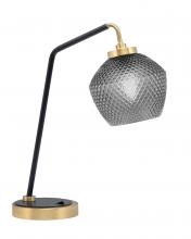 Toltec Company 59-MBNAB-4622 - Desk Lamp, Matte Black & New Age Brass Finish, 6&#34; Smoke Textured Glass