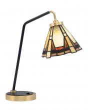 Toltec Company 59-MBNAB-9345 - Desk Lamp, Matte Black & New Age Brass Finish, 7&#34; Zion Art Glass