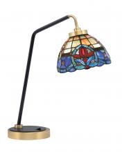 Toltec Company 59-MBNAB-9355 - Desk Lamp, Matte Black & New Age Brass Finish, 7&#34; Sierra Art Glass