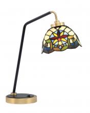 Toltec Company 59-MBNAB-9365 - Desk Lamp, Matte Black & New Age Brass Finish, 7&#34; Earth Star Art Glass
