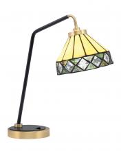 Toltec Company 59-MBNAB-9405 - Desk Lamp, Matte Black & New Age Brass Finish, 7&#34; Diamond Peak Art Glass