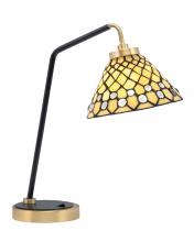 Toltec Company 59-MBNAB-9415 - Desk Lamp, Matte Black & New Age Brass Finish, 7&#34; Starlight Art Glass
