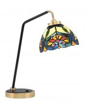 Toltec Company 59-MBNAB-9425 - Desk Lamp, Matte Black & New Age Brass Finish, 7&#34; Pavo Art Glass