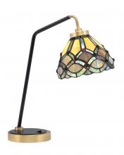Toltec Company 59-MBNAB-9435 - Desk Lamp, Matte Black & New Age Brass Finish, 7&#34; Grand Merlot Art Glass