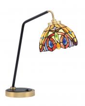 Toltec Company 59-MBNAB-9445 - Desk Lamp, Matte Black & New Age Brass Finish, 7&#34; Lynx Art Glass