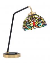 Toltec Company 59-MBNAB-9905 - Desk Lamp, Matte Black & New Age Brass Finish, 7&#34; Kaleidoscope Art Glass